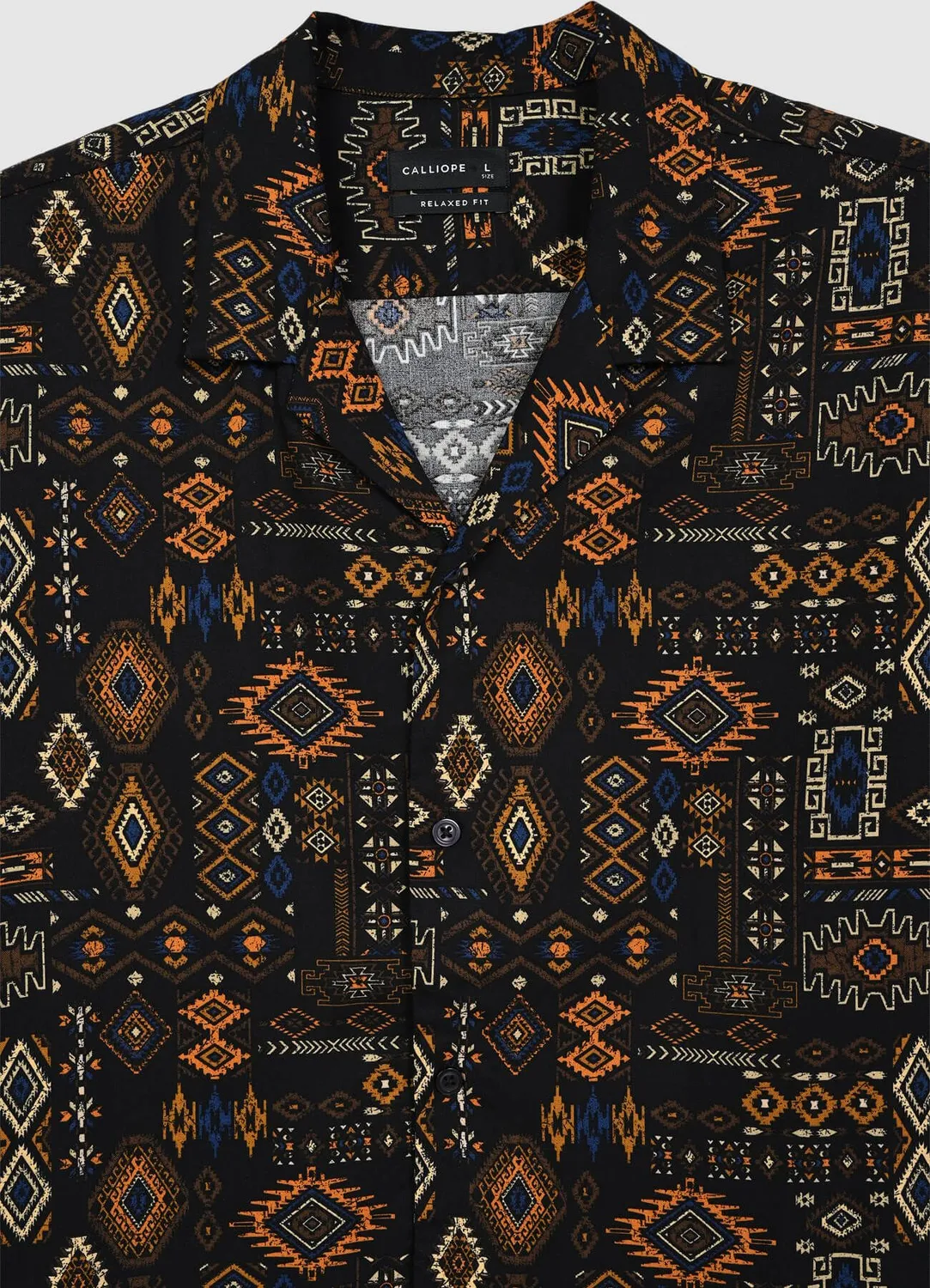 Calliope chemise bowling homme motif ethnique manches courtes