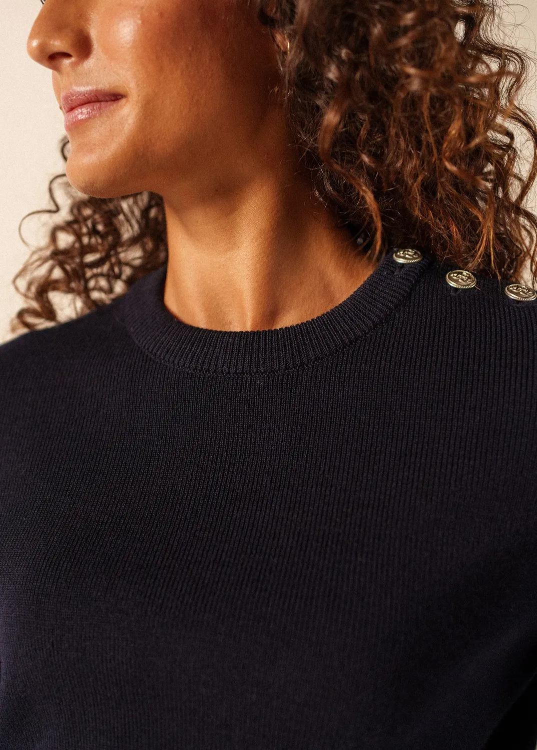 Saint James Cancale Court pull navy laine boutons