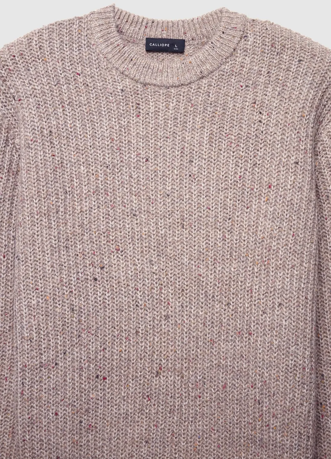 Calliope pull homme col rond côtelé uni manches longues