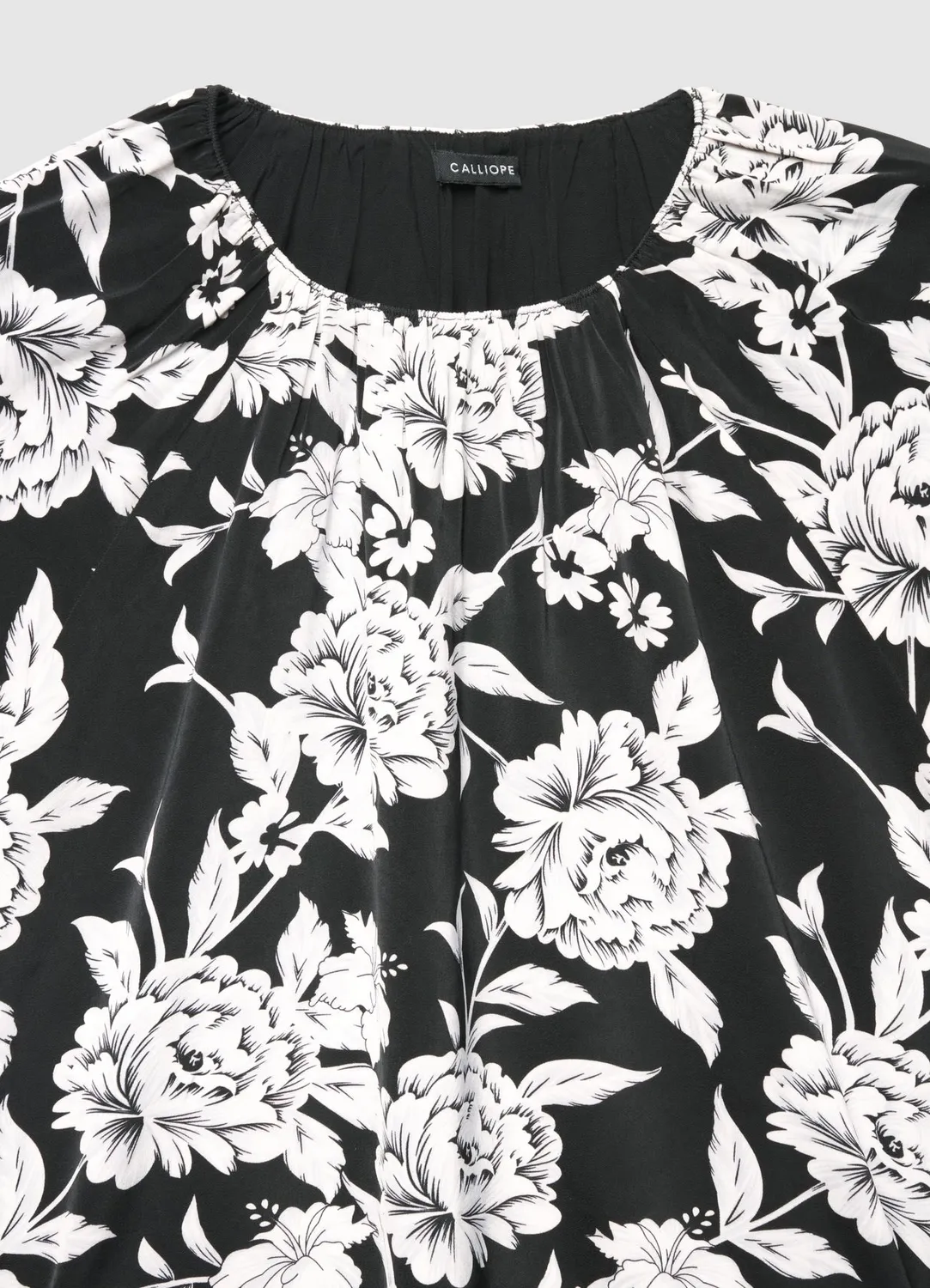 Calliope blouse satinée fleurs manches ballon femme