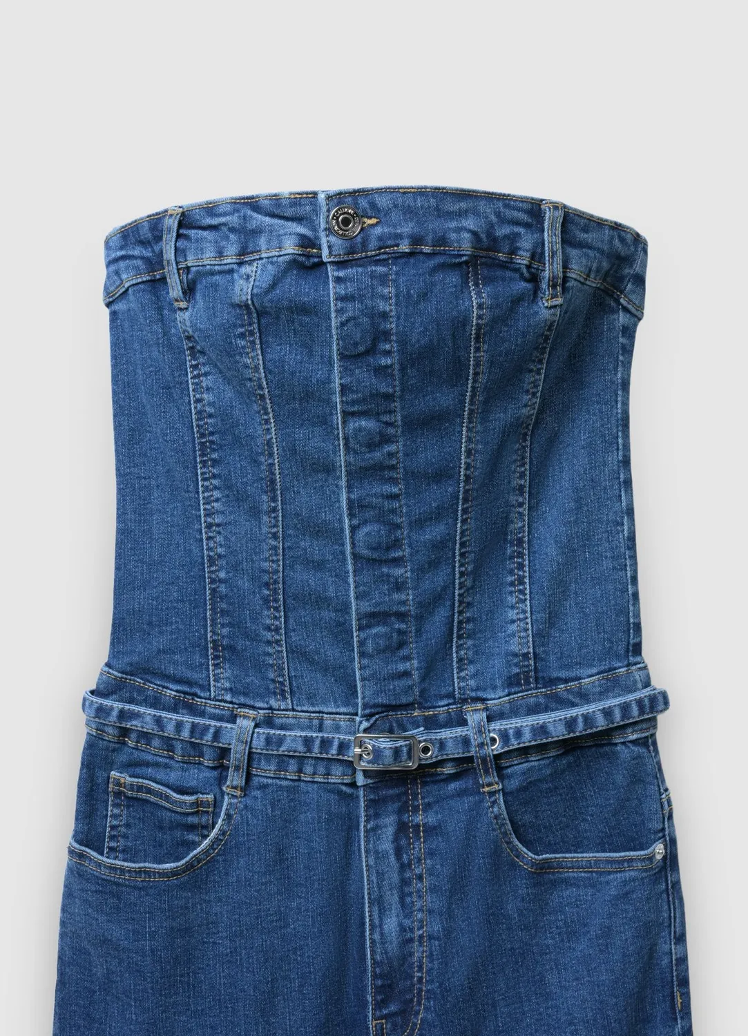 Calliope Tuta denim a fascia combinaison femme bustier