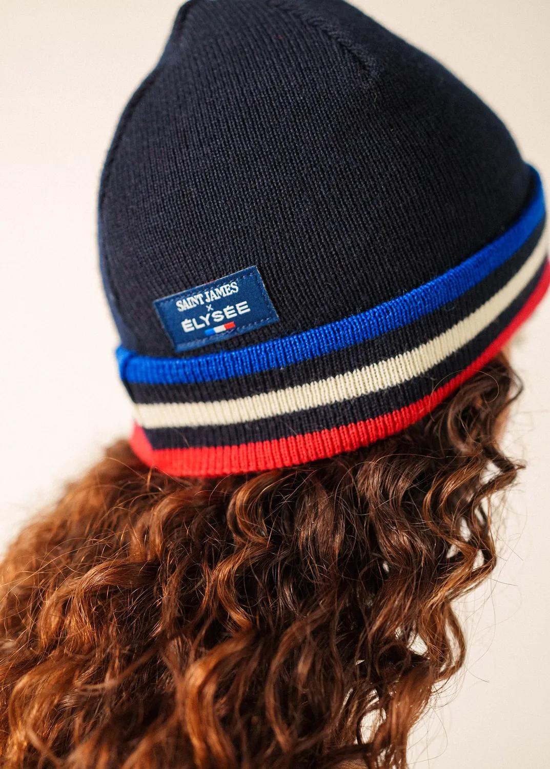 Saint James Elysée bonnet tricolore marine laine