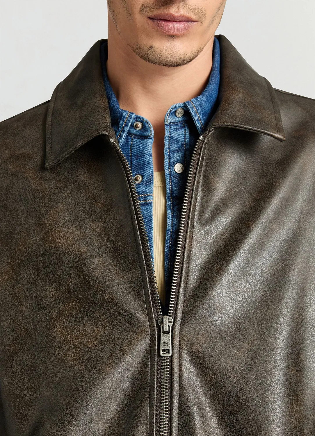 Calliope blouson homme similicuir effet usé zippé