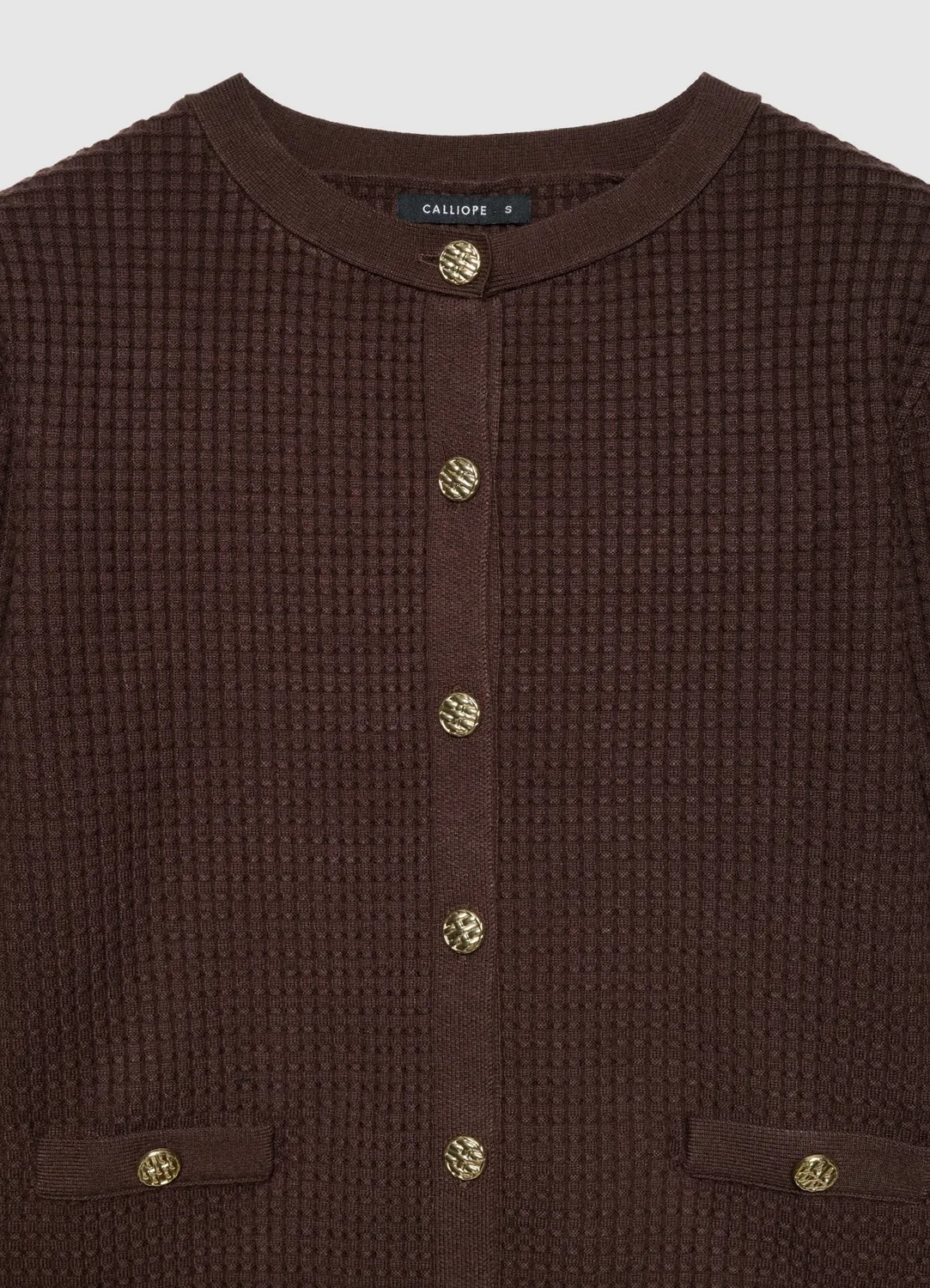 Calliope cardigan femme maille nid d’abeille boutons