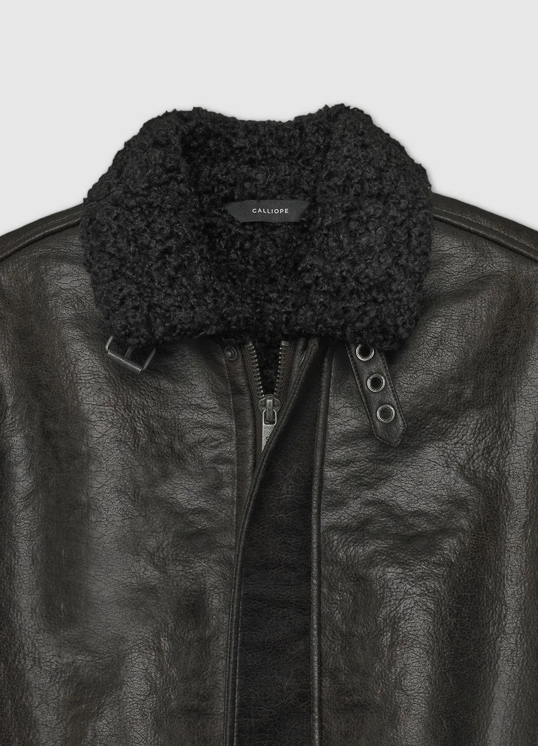 Calliope Blouson Aviateur Homme Similicuir Effet Mouton