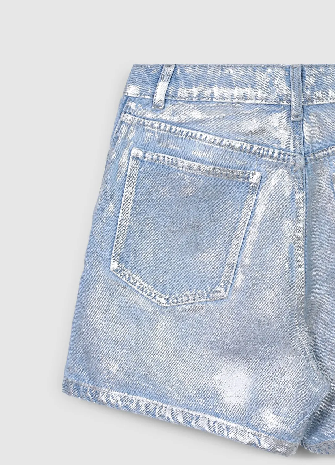 Calliope bermuda jean taille haute effet enduit femme