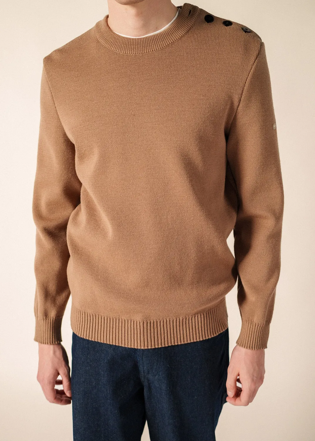 Saint James Cancale pull marin beige foncé laine