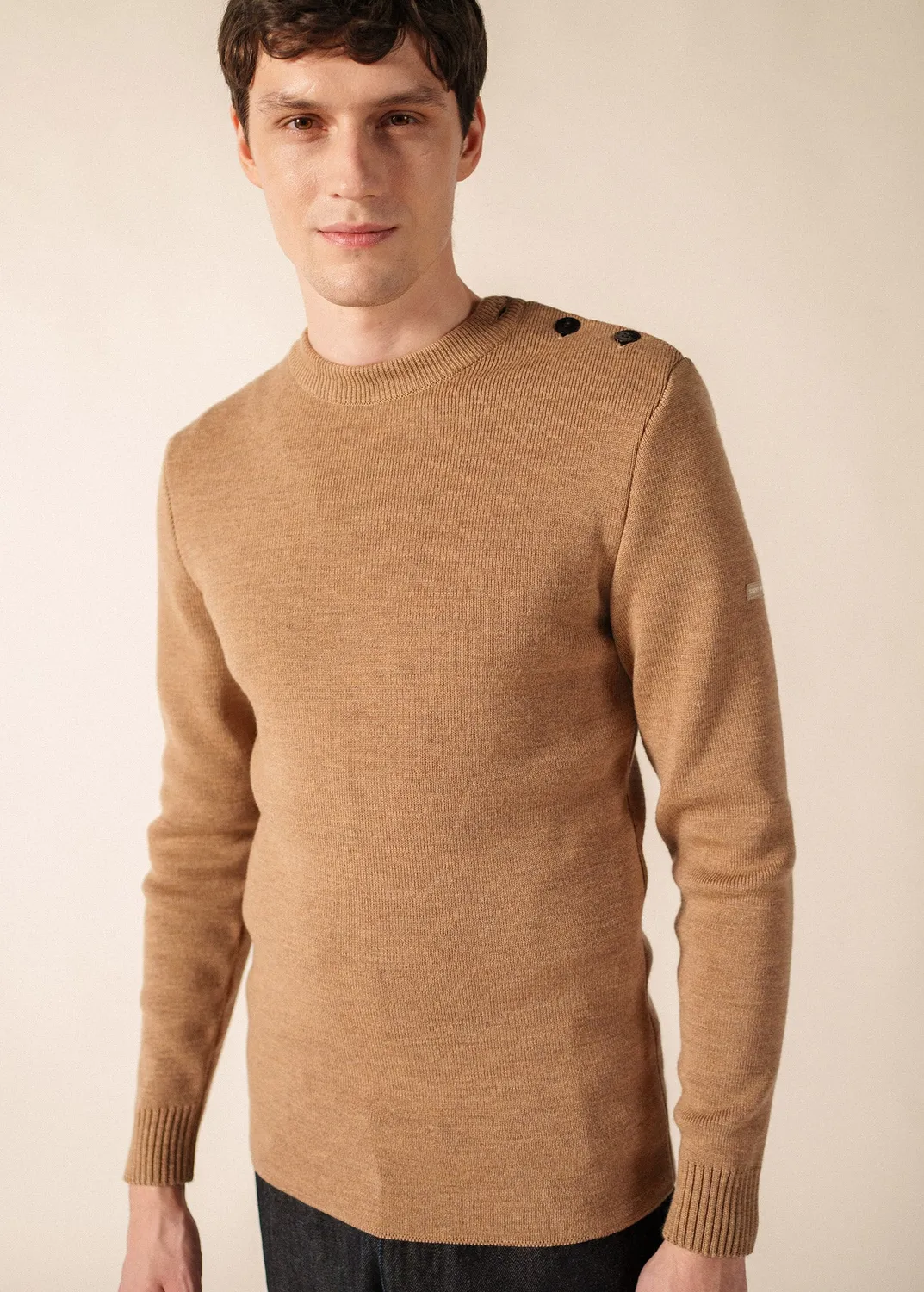 Saint James Rochefort pull marin beige foncé laine