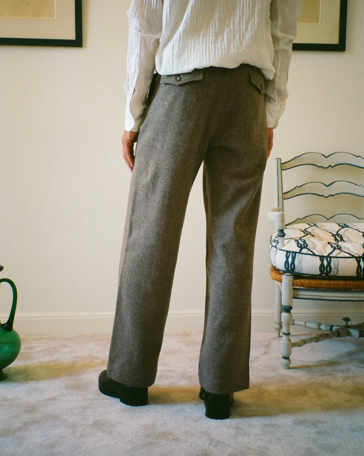 EREVAN Walter pantalon herringbone pinces 5 cm