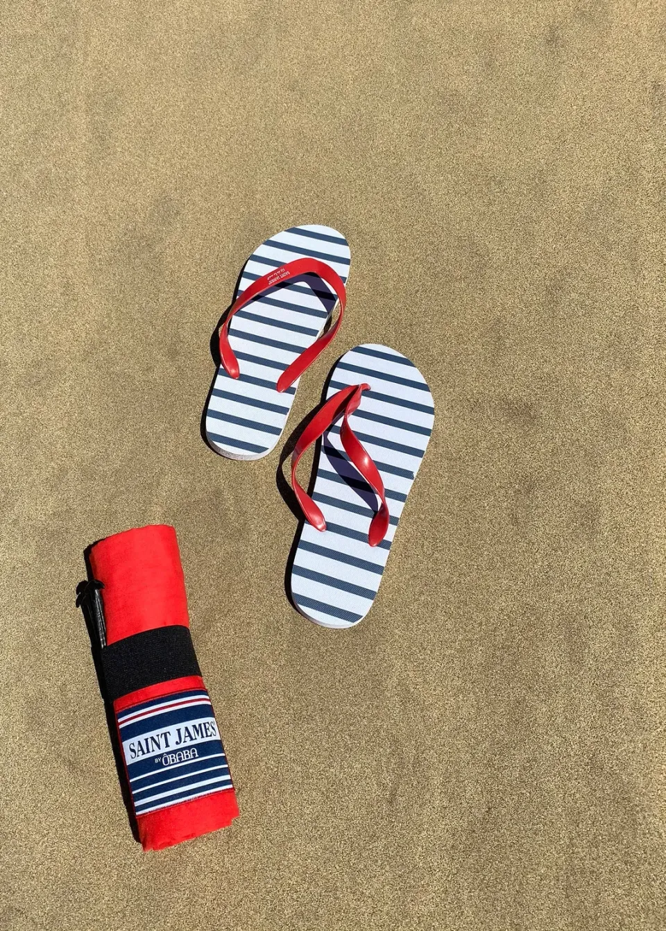 Saint James Ôbaba drap de plage XXL rouge voile coton léger