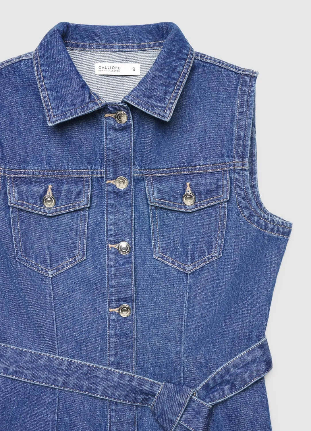 Calliope robe denim sans manches femme ceinture