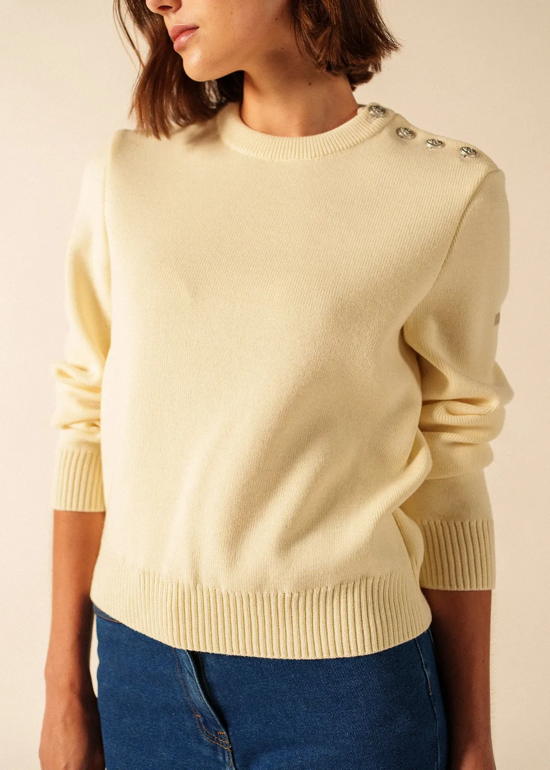Saint James Cancale pull marin laine ecume femme