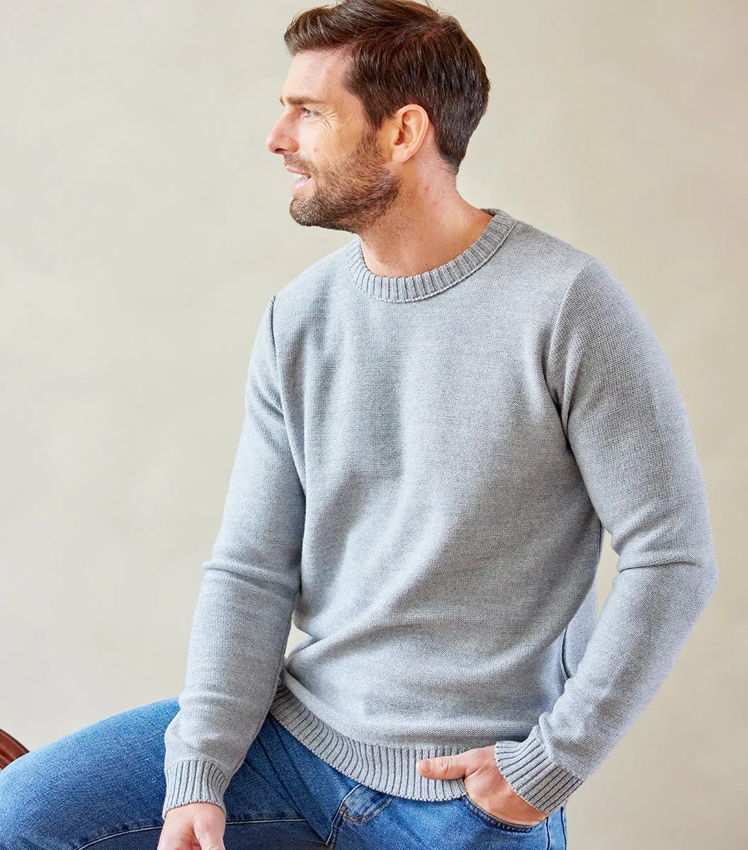 Cocorico Pull Homme Laine Gris col rond
