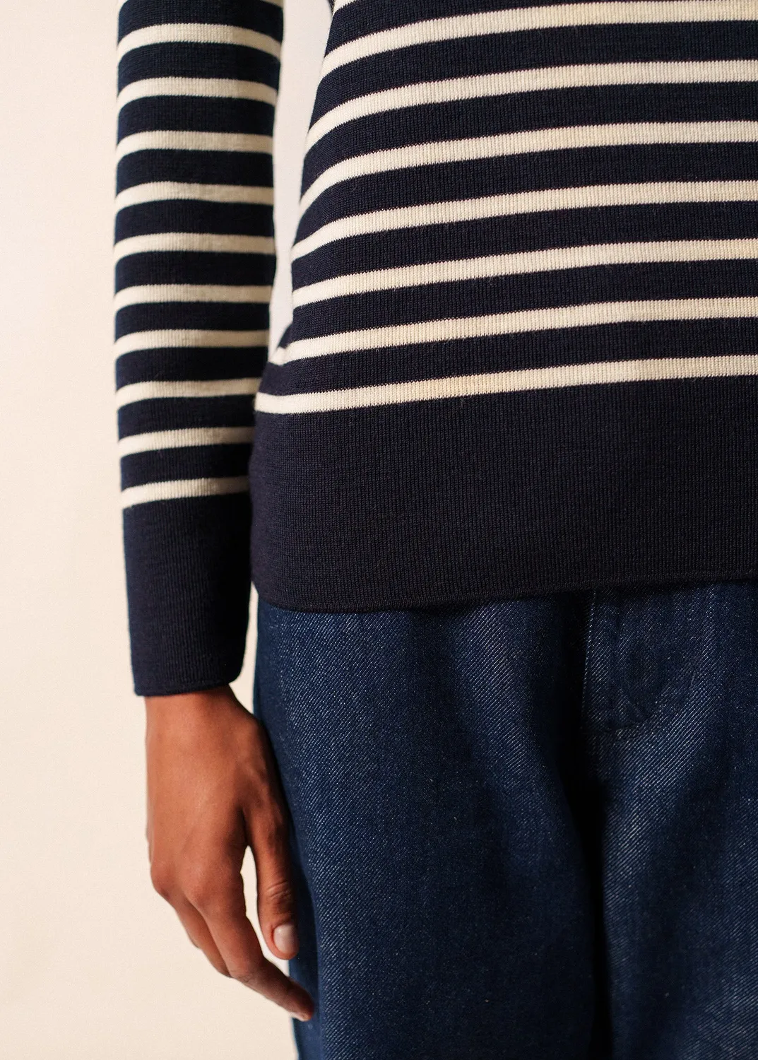 Saint James Brégançon pull marin navy écume laine