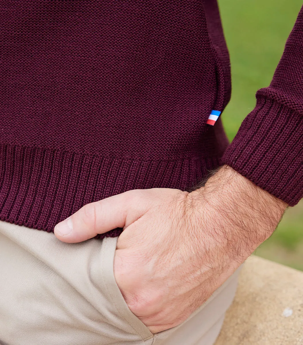 Cocorico pull homme laine bordeaux 50% laine