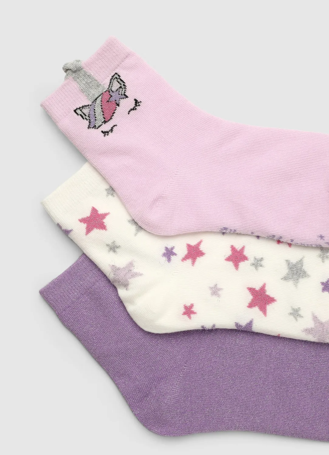 Calliope lot 3 socquettes fille étoiles licorne