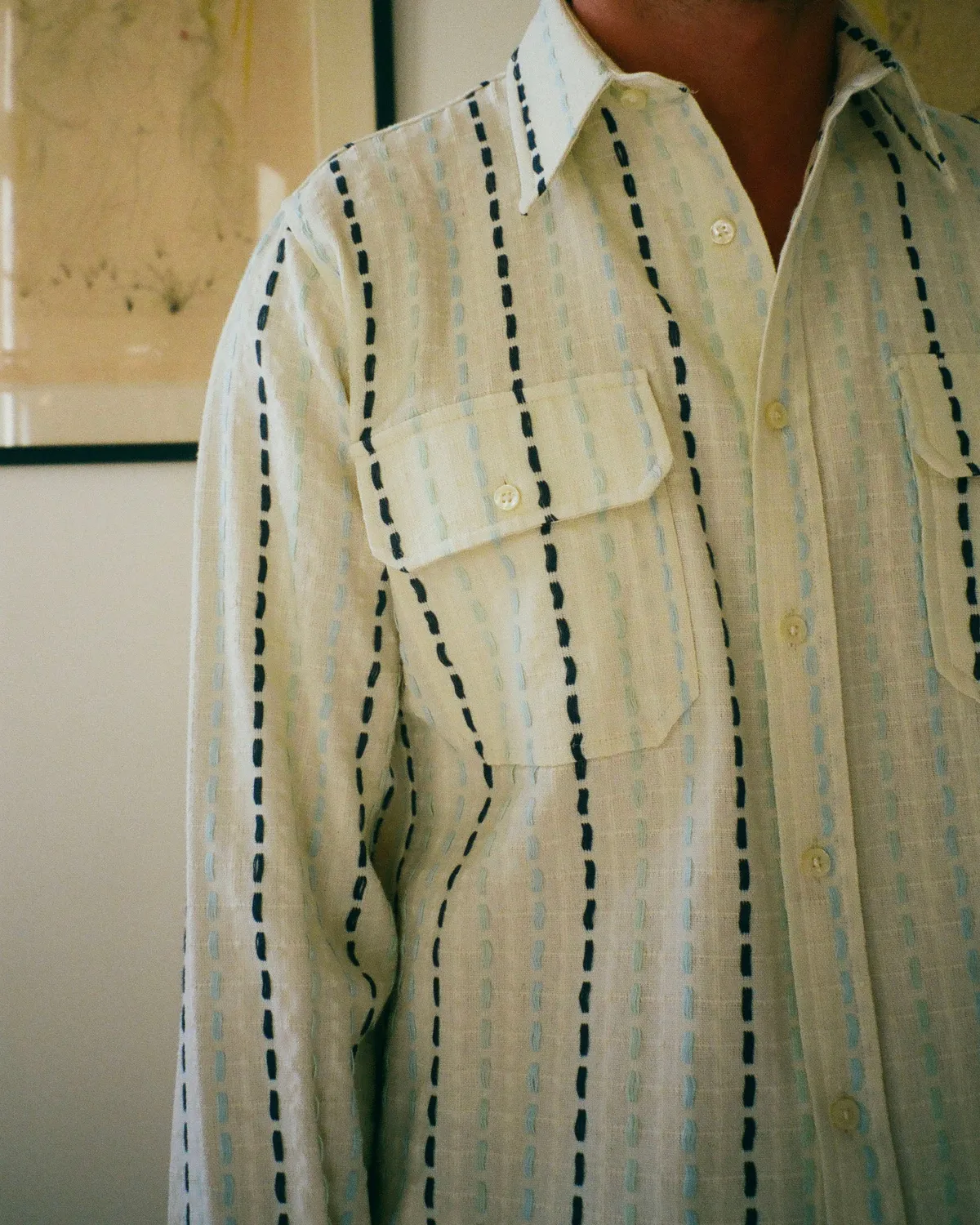 Erevan Camargue Aqua surchemise jacquard homme