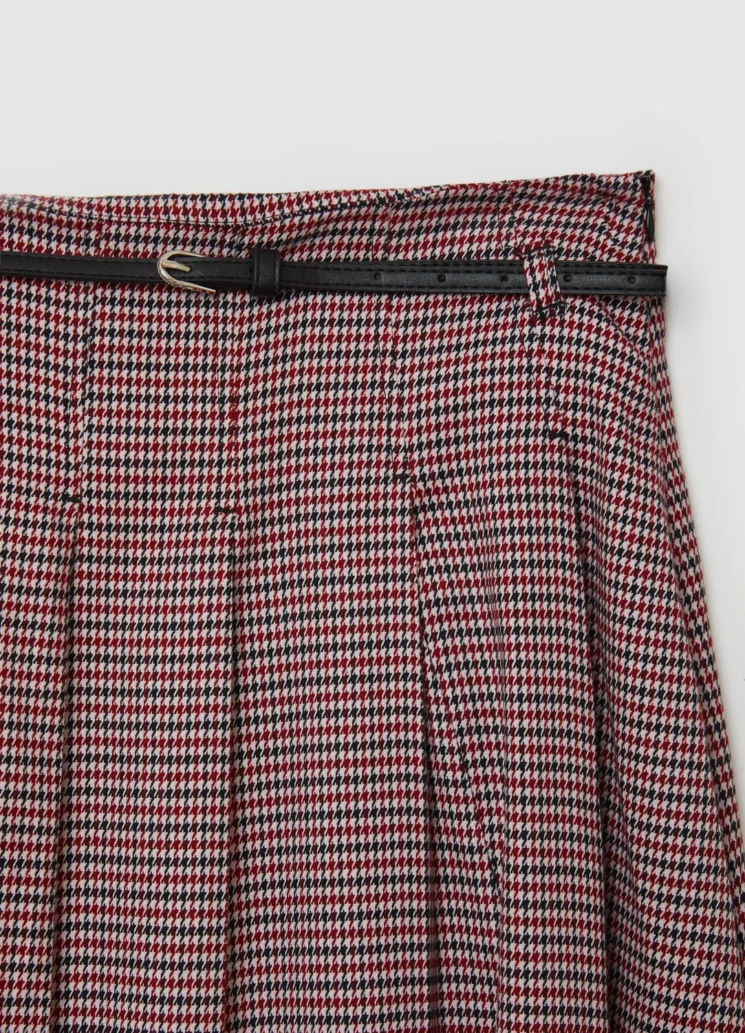 Calliope jupe longue plissée pied-de-poule femme ceinture