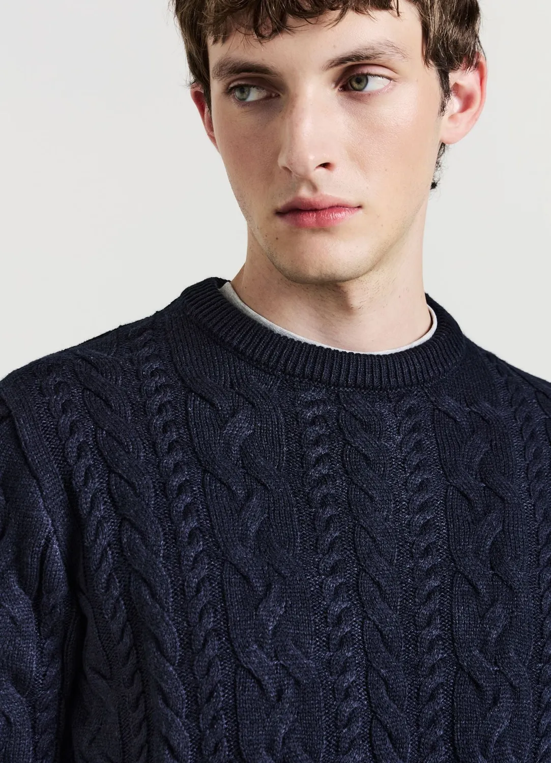 Calliope Tresses pull homme col rond à torsades