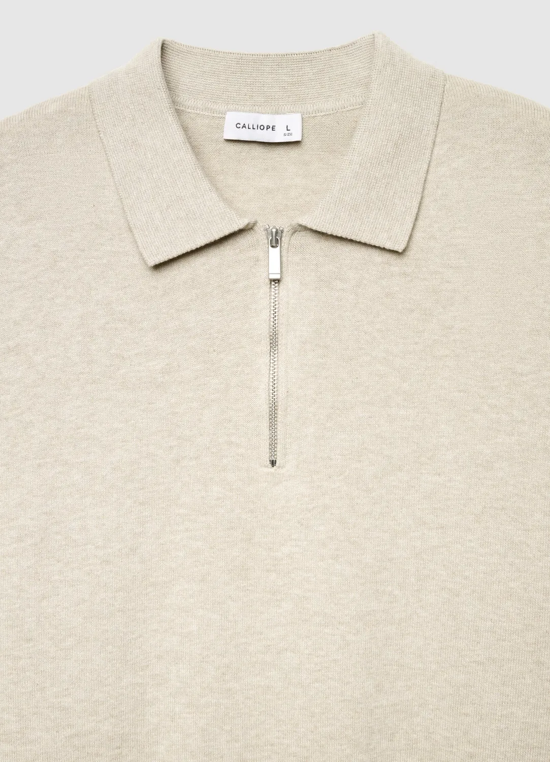 Calliope polo homme manches longues demi-zip uni