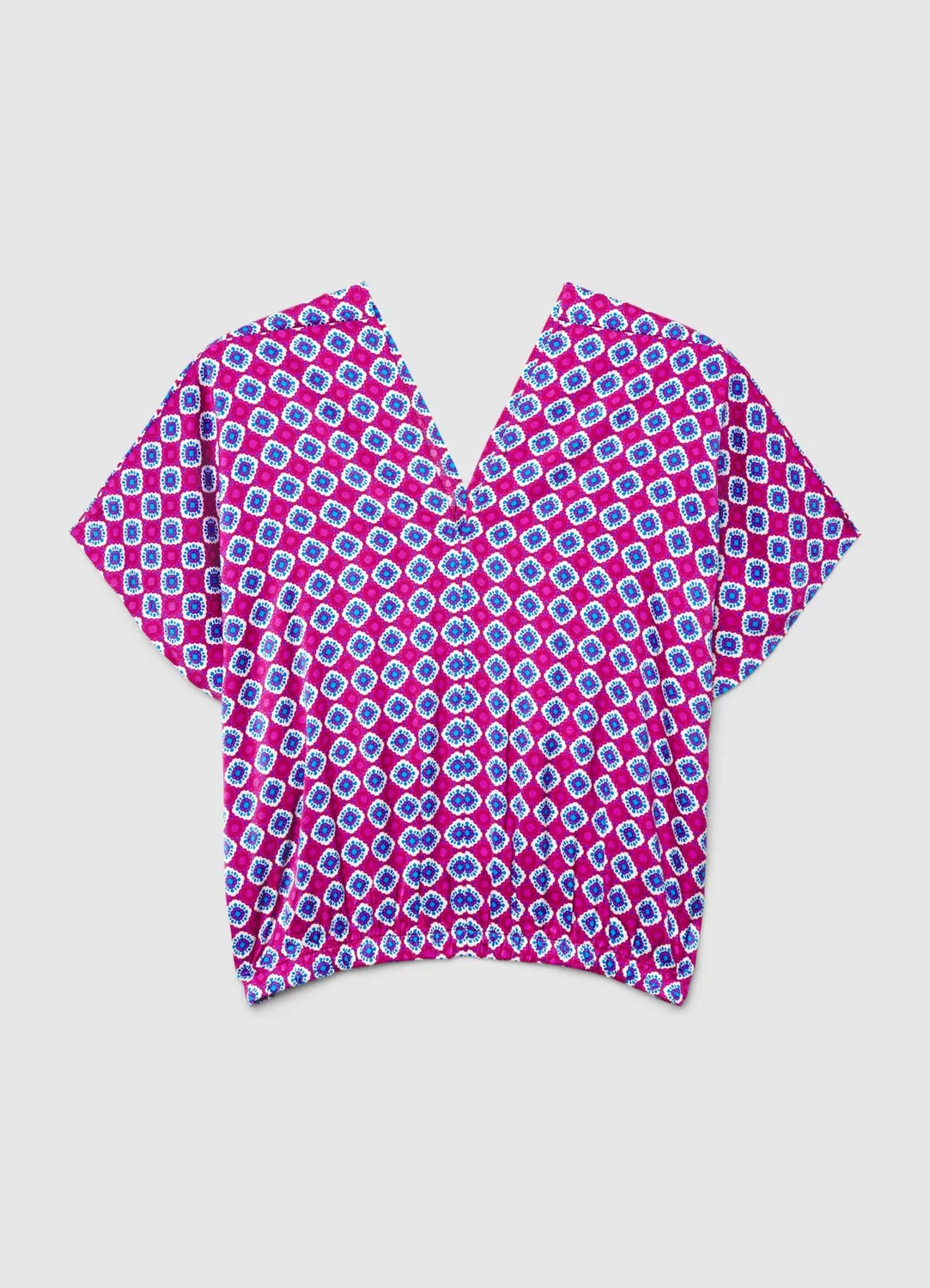 Calliope Chemise Kimono Satinée Motif Femme Col V