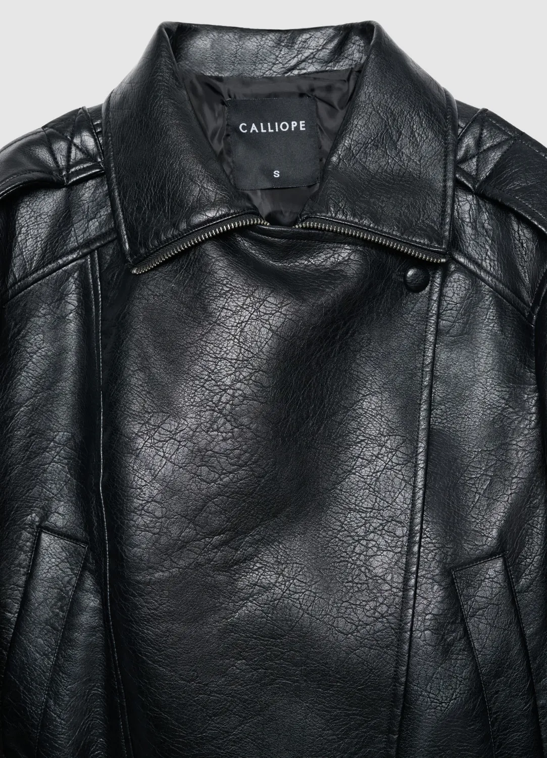 Calliope blouson biker femme zip asymétrique uni