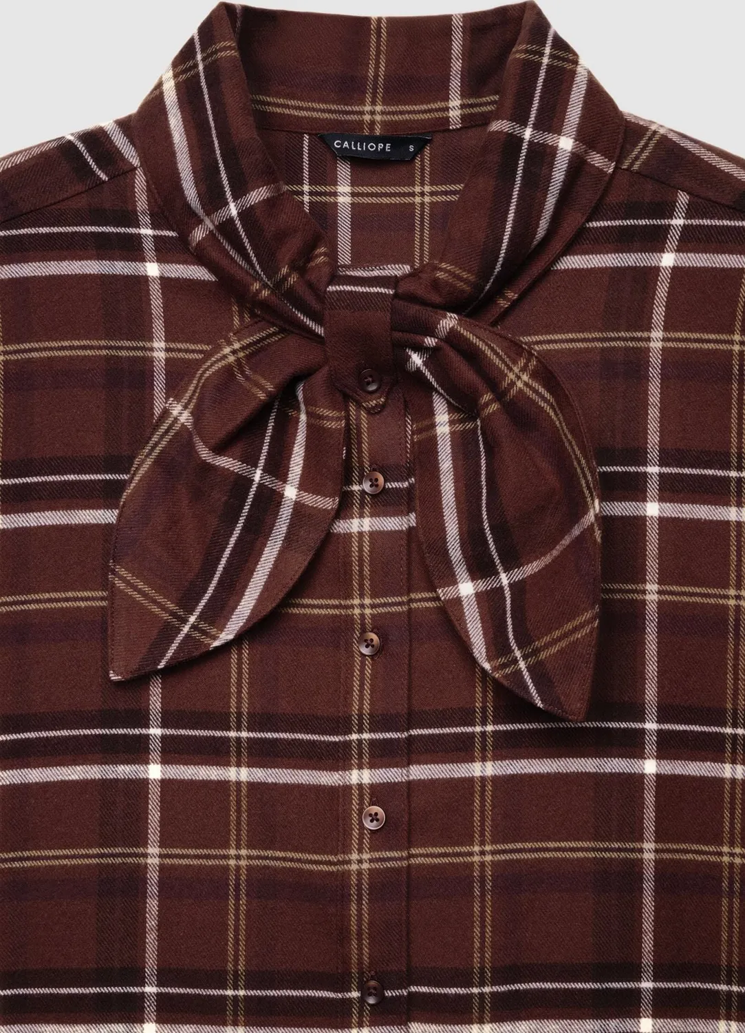 Calliope chemise à carreaux noeud femme manches longues