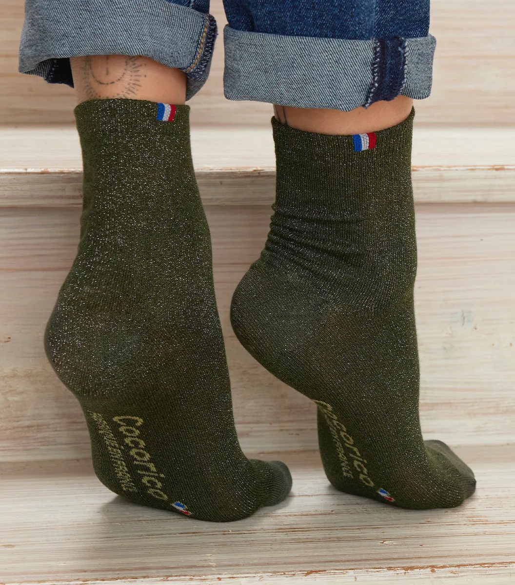 Cocorico Pack Paillettes chaussettes femme x5 coton